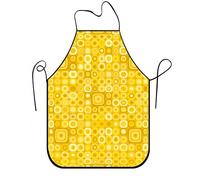 Delantal geométrico amarillo moderno para cocinar, elegante delantal de cocina con patrón retro para barbacoa, parrilla y uso doméstico, 1 unidad