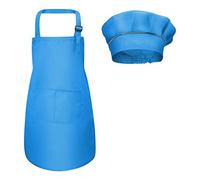 Delantal Gorro De Cocinero Para Niños, Delantal De Cocina Infantil Pintura 4-12 Años (Azul, L)
