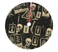 Delantal Grueso Vintage de Esqueleto y Tarot para árbol de Navidad, decoración para Halloween, Acción de Gracias y Navidad