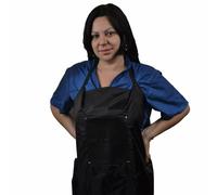 Delantal impermeable negro con 1 bolsillo para peluquería canina GogiPet.