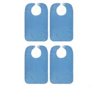 Delantal impermeable para adultos mayores, protección de alimentación multiusos con cuello ajustable, tela lavable a máquina, gran cobertura (azul profundo)