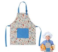 Delantal infantil con correa ajustable, delantal de cocina de algodón para pintar, para niños y niñas, delantal de cocina para repostería, manualidades y jardinería, 50 x 40 cm con bolsillo delantero