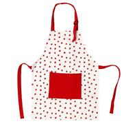 Delantal infantil con estampado de fresa roja para niños con correa ajustable para el cuello y bolsillo frontal para hornear, pintura de jardinería, Rojo