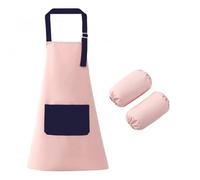 Delantal Infantil con Mangas Desmontables Rosa y Azul Marino, Delantal de Cocina Ajustable para Niños 3-8 Años con Bolsillo, Delantal de Pintura para Niñas y Niños (Tallas 120/140) (120 Tallas)
