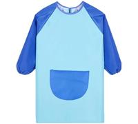 Delantal Infantil Pintura,Impermeable Manga Larga Bolsillo Tira Espalda,Babi Escolar Infantil, Niños Artista Delantales, Para Pintura Artesanal, Bata Escolar Niño Niña, de 5 a 12 Años, Azul