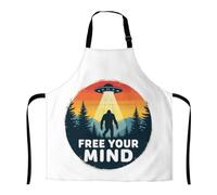 Delantal Libera Tu Mente Ovni Árbol Sasquatch Con 2 Bolsillos Mandiles Impermeable Apron Para Hornear Camarero Peluquero
