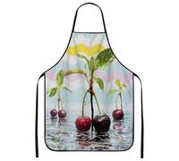 Delantal moderno de cerezas y plantas, delantal de cocina colorido para cocinar, jardinería, barbacoa, primavera y verano, delantal para adultos, Varios colores, 24x31 Inch