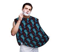 Delantal para barba para hombre, recogedor de pelo de caballito de mar azul para fregadero, capa antiadherente para afeitar, accesorios para hombre con 2 ventosas