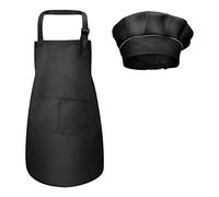 Delantal Para Niños+Gorro De Cocinero, Delantal de Cocina Infantil Delantales Infantiles Delantal De Chef De Cocina Para Niños Pintura 4-12 Años (Negro, L)