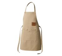 DELANTAL PROFESIONAL CON BOLSILLOS MÚLTIPLES Y DETALLES DE CUERO SINTÉTICO AJUSTABLE - ESTILO VINTAGE UNISEX - DELANTAL DE LONA MULTIUSOS COCINA HORNEADO JARDINERÍA- SERIE G108 (1, Beige -54)