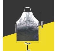 Delantal resistente al calor con construcción de papel de aluminio para prácticas seguras de cocción y soldadura, como se muestra en la imagen., largo
