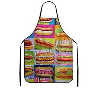 Delantal retro de perro caliente, colorido delantal de cocina vintage para cocinar, barbacoa, parrilla, fiesta de verano, equipo de cocina para adultos, Varios colores, 24x31 Inch