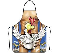 Delantal sexy de cocina para barbacoa,divertido delantal de cocina,Chef Delantal,Sexy Delantal Cocina Hombre en Bañador Regalo Divertido para Asar la Parrilla en el Restaurante del Jardí-Pollo blanco