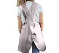 Delantal sin mangas con cuello redondo para mujer, con estampado de personajes, hasta la rodilla, con bolsillos para contar historias, enseñanza preescolar, manualidades, rosa, L