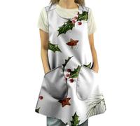 Delantal sin mangas con cuello redondo para mujer, con estampado de personajes, hasta la rodilla, con bolsillos para contar historias, enseñanza preescolar, manualidades, blanco, M
