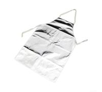 Delantal térmico de papel de aluminio para altas temperaturas, delantal resistente al calor con respaldo de algodón y cordones, delantal de seguridad plateado para soldadura e industria, corto 95 x 70