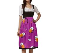 Delantal tirolesa para mujer, diseño divertido, medio cuerpo, cubierta para Oktoberfest, disfraz, accesorio, versátil, portátil, festival, atmósfera, 05#_purple, Einheitsgröße