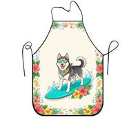 Delantal tropical para cocinar, diseño floral de animales, delantal de cocina para barbacoa, jardinería, verano, playa, vacaciones, adultos, 1 unidad