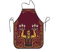 Delantal vintage burdeos para cocinar, elegante delantal de cocina con diseño de camarero, elegante para servir fiestas para barbacoa, cocina casera, un, Borgoña, 24x31 Inch