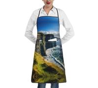 Delantales con impresión de Clare The Cliffs de Irlanda al aire libre para Aldult con bolsillo, correas ajustables en la cintura, para hornear, cocinar, jardinería, color blanco, talla única, Color