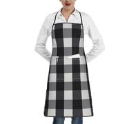 Delantales de cocina con estampado a cuadros blancos y negros para hombre y mujer, delantal de cocina, cocina, cocina, cocina, cocina, cocina, cocina, cocina, delantal