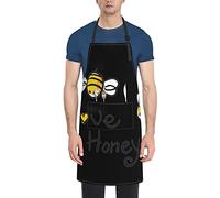 Delantales de cocina unisex con 2 bolsillos ajustables, diseño de flores de lirio morado, para chef., Love Honey, talla nica