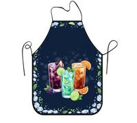 Delantales de cóctel para cocinar, diseño colorido de vasos de bebidas, delantal de cocina, fiesta de verano, delantal lavable para fiesta de verano, Azul marino, 24x31 Inch