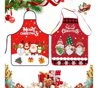 Delantales de Navidad, 2Pcs Delantal de Navidad, Delantal de Cocina de Navidad, De-lantal Cocina Adultos, De-lantal Navidads Rojo, Regalo Ideal Navidad, De-lantal Fiesta Festiva Decoraciones (M1)