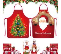 Delantales de Navidad, 2Pcs Delantal de Navidad, Delantal de Cocina de Navidad, Delantal Cocina Adultos, Delantal Navidad Rojo, Regalo Ideal Navidad, Delantal Fiesta Festiva Decoraciones (M3)