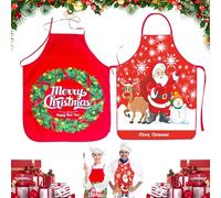 Delantales de Navidad, 2Pcs Delantal de Navidad, Delantal de Cocina de Navidad, Delantal Cocina Adultos, Delantal Navidad Rojo, Regalo Ideal Navidad, Delantal Fiesta Festiva Decoraciones (M2)