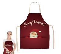 Delantales de Navidad para hornear, delantales rojos de estilo navideño, delantales decorados, color rojo para adultos, suministros de cocina para adultos, 64 x 50 cm para preparar alimentos, cocina y