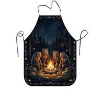 Delantales de oso de camping para cocinar, diseño de animales del bosque, delantal de cocina para adultos, delantal lavable con patrón de desierto otoñal para asar barbacoas actividades al aire libre