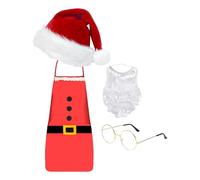 Delantales de Papá Noel de Navidad, conjunto de traje de Papá Noel, sombrero de juego de rol, delantal, gafas de barba, traje para adultos, mujeres y hombres, cosplay, fiesta de actuaciones en