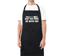 Delantales divertidos con texto en inglés "May The Fork Be With You" para hombre, delantal impreso, regalo para ella, delantal de chef, delantal de cocina, delantal de barbacoa, regalo para el día del