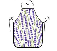 Delantales florales de lavanda para cocinar, delantal vintage violeta con plantas botánicas para adultos, delantal lavable de primavera para limpieza, Violeta, 24x31 Inch