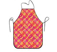 Delantales florales vintage para cocinar, delantal de cocina con patrón de flores de melocotón, delantal lavable botánico para barbacoa, lavavajillas, chef, trabajo, 1 unidad
