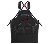 Delantales para hombres, Delantal de lona encerada for herramientas de taller, soldadura y carpintero con múltiples bolsillos(Black)