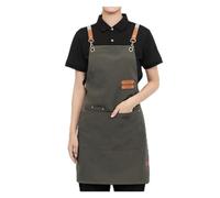 Delantales para hombres y mujeres, delantal de cocina para mujer, delantal impermeable con bolsillos, mandil mujer, camarero más alto, Caqui Oscuro, Talla única