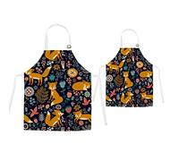 Delantales para padres e hijos con bolsillos - delantales acompañamiento encantadores niños y adultos, delantales padres e hijos con botones cuello ajustables cocineros artistas hornear y cocinar
