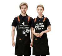 Delantales Personalizado con Fotos y Textos Añadir su propia foto Imágenes Imagen Texto Nombre Logotipo Hogar Cocina Delantal de Cocina Preparar Regalo Cocinero (Orange Shoulder strap style)