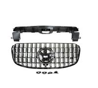 Delantera Grill Parrilla Delantera Carreras Para Benz X167 Clase Para GLS GLS450 GLS500 GLS580 2024, Parachoques Superior, Rejilla Malla, Estilo GT Parrilla Delantera(Plata)