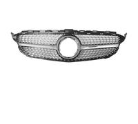 Delantera Grill Parrilla Superior Estilo Diamante Cromado Para Benz Para Clase C W205 C300 C250 C43 Para AMG 2019 2020 2021, Rejilla Negra Brillante Rejilla Frontal(B)