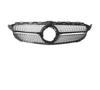 Delantera Grill Parrilla Superior Estilo Diamante Cromado Para Benz Para Clase C W205 C300 C250 C43 Para AMG 2019 2020 2021, Rejilla Negra Brillante Rejilla Frontal(A)