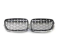 Delantera Grill Rejilla Delantera Tipo Riñón Para X5 E70 Para X6 E71 2007-2013, Estilo Diamante, Cromada, Negra, 51137157687, 51137157688, 51137185223 Parrilla Delantera(Plata)