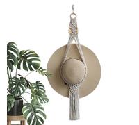 Delantero de sombrero macrame, pantalla bohemia con sombrero de pared Weaving hecho a mano - Puerta de sombrero organizador de sombreros de vaquera decorativo para portaequipajes de sombreros de pared