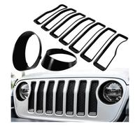 Delantero Rejilla 1 Juego Rejilla Delantera Malla, Cubierta Luz Faro Embellecedor Exterior Negro Para Jeep Para Wrangler JL JLU 2018 2019 2020 2021 2022 Parrilla Frontal