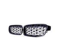 Delantero Rejillas Delanteras Parrillas De Riñón Cromadas Estilo Diamante Meteor Para BMW Serie 3 F30 F35 F31 2012-2019 Un Par(Black and Silver)