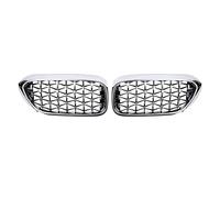 Delantero Rejillas Delanteras Rejillas De Parachoques Delantero Diamante Una Sola Línea Y Doble Listón Para BMW Serie 5 G30 G31 G38 2018-2020 530i 540i 550i(Diamond-Silver)