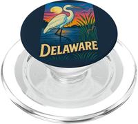 Delaware Garza Vintage Costera Vida Silvestre Atardecer Escena PopSockets PopGrip para MagSafe