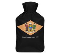 Delaware State Flag - Botella de agua de goma con cubierta de felpa suave, bolsa de agua caliente para invierno, manos y pies, protección contra el frío, 1000 ml
